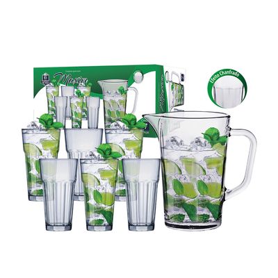 Conjunto de Jarra de Vidro e Copos Ruvolo Suco Maxim - 7 Peças