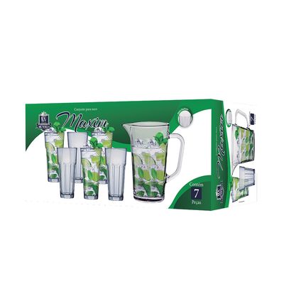 Conjunto de Jarra de Vidro e Copos Ruvolo Suco Maxim - 7 Peças