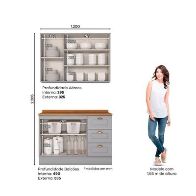 Cozinha Compacta 2 Peças Amy Casa 812 Cinza