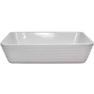 Travessa de Porcelana Branca Linea Lyor 20,5x15,5cm Refratária Rasa Prato Cozinha