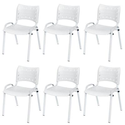 Cadeira Iso Base Branco Igreja, Escola, Escritório - Branco Kit 6 Peças