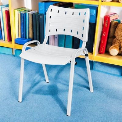 Cadeira Iso Base Branco Igreja, Escola, Escritório - Branco Kit 6 Peças