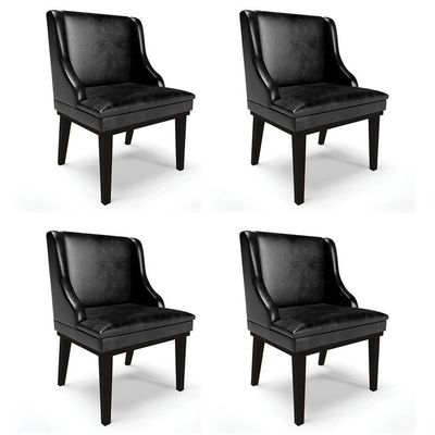 Kit 4 Cadeiras Estofadas Base Fixa De Madeira Preto Lia Sintético Premium Preto - Ibiza