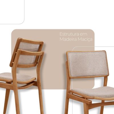Conjunto Eva Com 2 Cadeiras Madeira Moderna Mobília Brisa Imbuia Nat