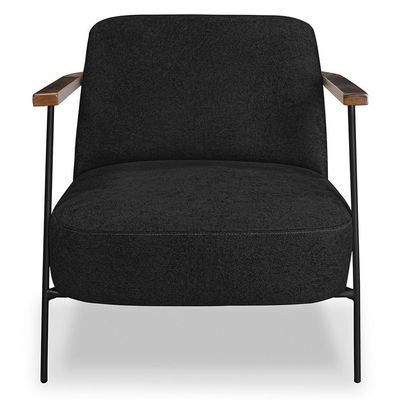 Poltrona Para Sala Pés Metálicos Kit 2 Ellen S06 Boucle Preto - Mpozenato
