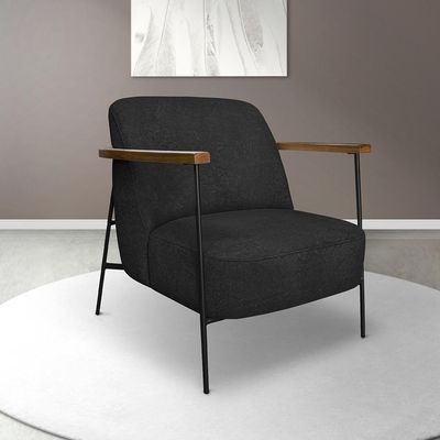 Poltrona Para Sala Pés Metálicos Kit 2 Ellen S06 Boucle Preto - Mpozenato