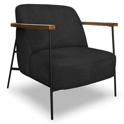 Poltrona Para Sala Pés Metálicos Kit 2 Ellen S06 Boucle Preto - Mpozenato