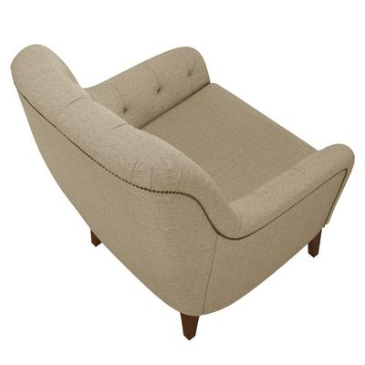Poltrona Decorativa Para Sala De Estar Com Capitonê Pietà M22 Linho Bege - Mpozenato