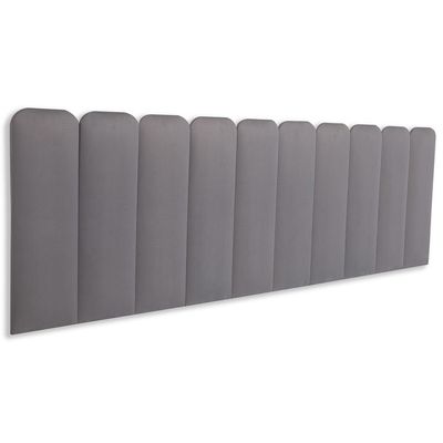 Cabeceira King Kit 10 Placas Modelo Arredondada - Suede Cinza