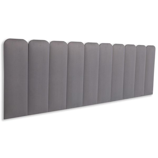 Cabeceira King Kit 10 Placas Modelo Arredondada - Suede Cinza