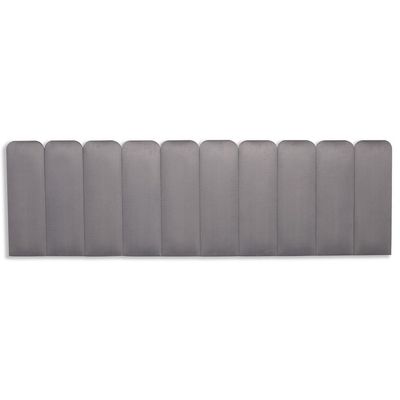 Cabeceira King Kit 10 Placas Modelo Arredondada - Suede Cinza