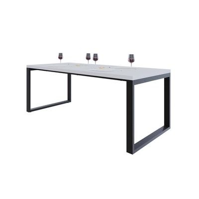 Mesa De Jantar Queens 200x90x77cm Qemj9200 Branco Tx - Est.preta Branco Tx/est.preta