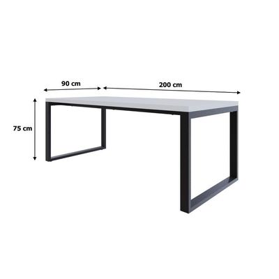 Mesa De Jantar Queens 200x90x77cm Qemj9200 Branco Tx - Est.preta Branco Tx/est.preta