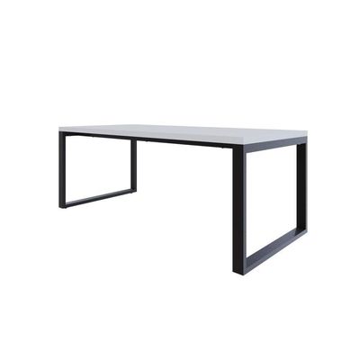 Mesa De Jantar Queens 200x90x77cm Qemj9200 Branco Tx - Est.preta Branco Tx/est.preta