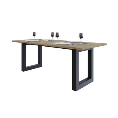 Mesa De Jantar Bronx R 200x90x77cm Brmj9200r Vermont Oak - Est.preta Vermont Oak/est.preta