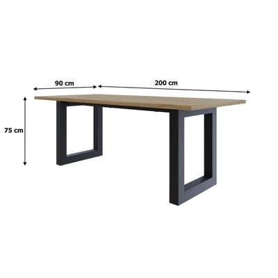 Mesa De Jantar Bronx R 200x90x77cm Brmj9200r Vermont Oak - Est.preta Vermont Oak/est.preta