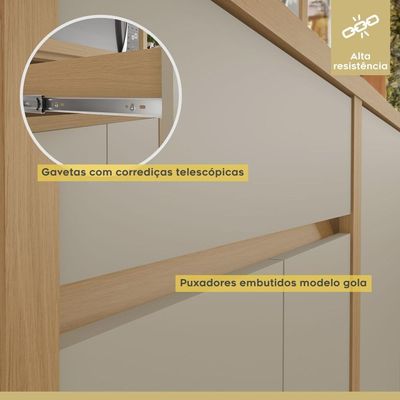 Cozinha Completa 11 Portas 2 Gavetas Condessa Carvalho/greige Nesher Carvalho/greige