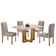 Kit Sala De Jantar 4 Lugares Mesa Lisy E Cadeiras Jade Veludo Off White Com Marrom Acinzentado