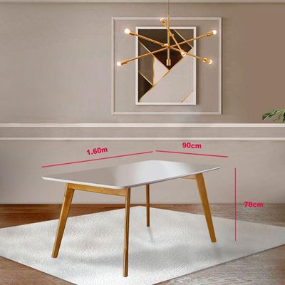 Conjunto Sala De Jantar 6 Lugares Mesa Slim Cadeiras Veludo Azul Marinho Mel/off-white/azul Marinho