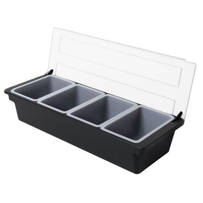 Porta Condimentos Profissional 4 Divisórias Weck Cozinha Preto Organizador Barman Frutas