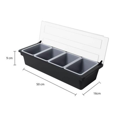Porta Condimentos Profissional 4 Divisórias Weck Cozinha Preto Organizador Barman Frutas