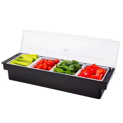 Porta Condimentos Profissional 4 Divisórias Weck Cozinha Preto Organizador Barman Frutas