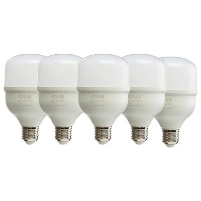 Kit 5 Lâmpada Led 20w Bulbo Alta Pot 6500k Bivolt Foxlux