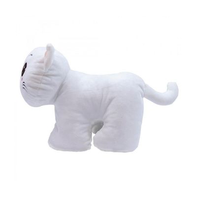 Gato Pelúcia Branco Olhos Abertos 21cm