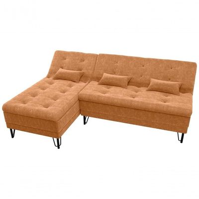 Sofá Cama com Chaise 3 Lugares 2,00 Mts Nice Matrix Mostarda