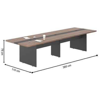 Mesa Para Sala De Reunião 3,60 M Berlim Noce Preto