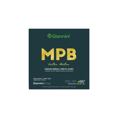 Encordoamento Violao Nylon Preto-ouro Tensão Média Com Bolinha Genwbg