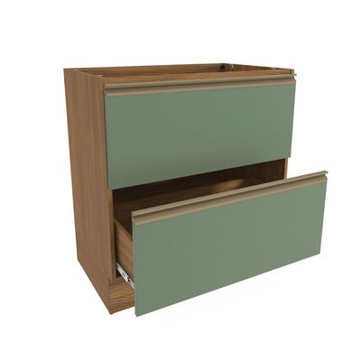 Balcão 2 Gavetas Kappesberg Celeste 100% Mdf Nogueira/ Verde Oliva 80cm
