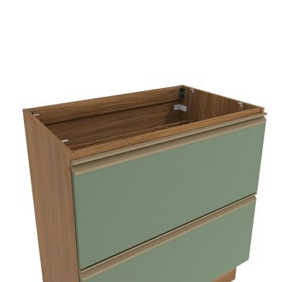 Balcão 2 Gavetas Kappesberg Celeste 100% Mdf Nogueira/ Verde Oliva 80cm