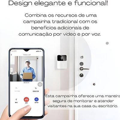Campainha Com Câmera Sem Fio Inteligente Interfone Com áudio