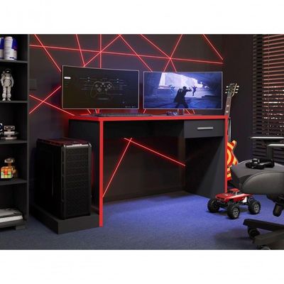 Mesa Gamer Com Plataforma Versátil Ventelle Preto Vermelho