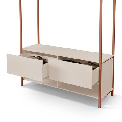 Closet Estilo Industrial Dallas 2 Gavetas Klm Móveis Bronze Com Off White