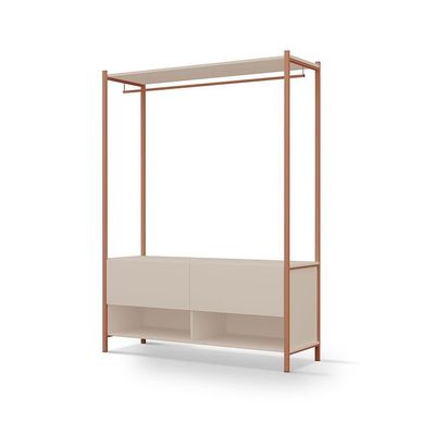 Closet Estilo Industrial Dallas 2 Gavetas Klm Móveis Bronze Com Off White