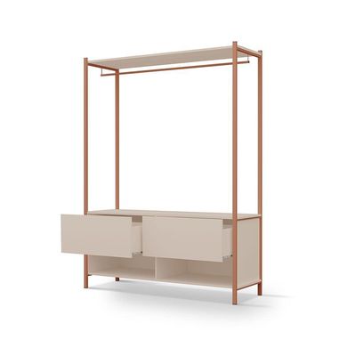Closet Estilo Industrial Dallas 2 Gavetas Klm Móveis Bronze Com Off White