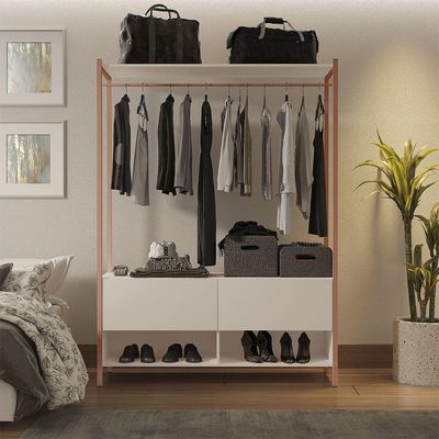 Closet Estilo Industrial Dallas 2 Gavetas Klm Móveis Bronze Com Off White