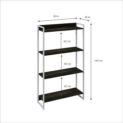 Estante Dynamica 80x30x146cm C/04 Prateleiras Carvalho Dark / Est.branca Carvalho Dark / Est.branca