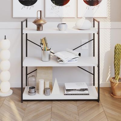 Estante C/03 Prateleiras 84x80x33cm Yon Branco Tx/est.preta Branco Tx/est.preta