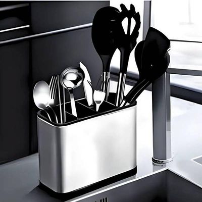 Suporte Escorredor De Talher Aço Inox Premium 4 Divisórias