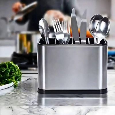 Suporte Escorredor De Talher Aço Inox Premium 4 Divisórias