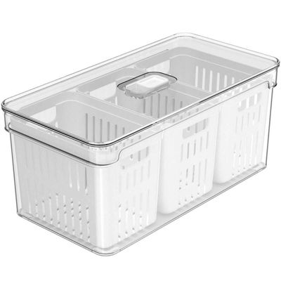 Kit 2 Organizadores de Geladeira 5l Clear Fresh 3 Cestos Ou Cozinha Frutas Legumes