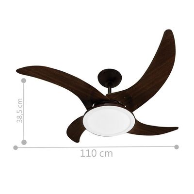 Ventilador Led Independence Marrom Café 4 Pás 220V E Controle