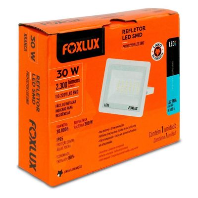 Refletor Led 30w 6500k Branco Bivolt Foxlux