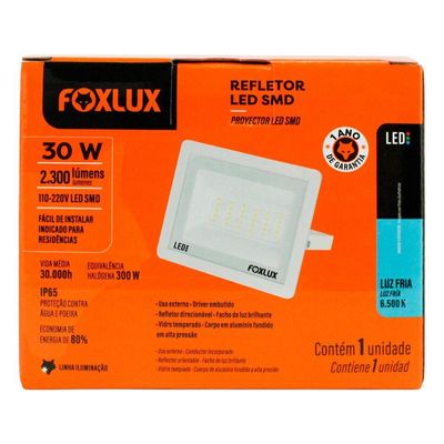 Refletor Led 30w 6500k Branco Bivolt Foxlux