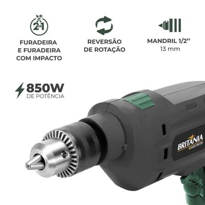 Furadeira Britânia BFUE04 Função impacto 850W 127V