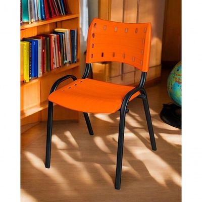 Cadeira Iso Base Preto Igreja, Escola, Escritório - Laranja Kit 11 Peças