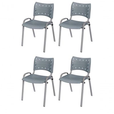 Cadeira Iso Base Cinza, Igreja, Escola, Escritório -cinza Kit 4 Peças